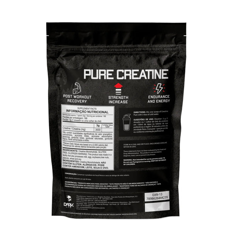 Creatina Monohidratada Pura 500g Refil Dark Lab