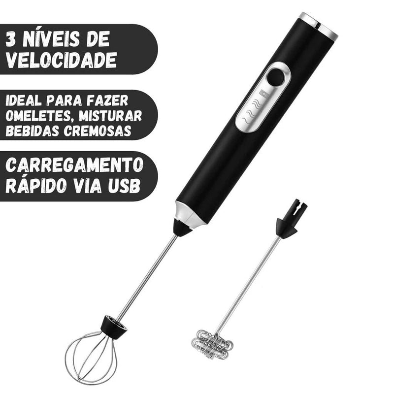 Batedor Misturador Misturador Elétrico para Bebidas Leite Café Clara de Ovos 2 EM 1