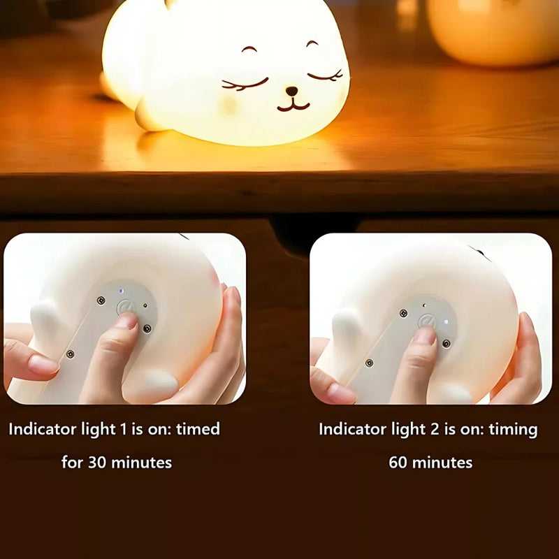 Mini Luminária Abajur Cervo Fofo Led Silicone Touch Recarregável