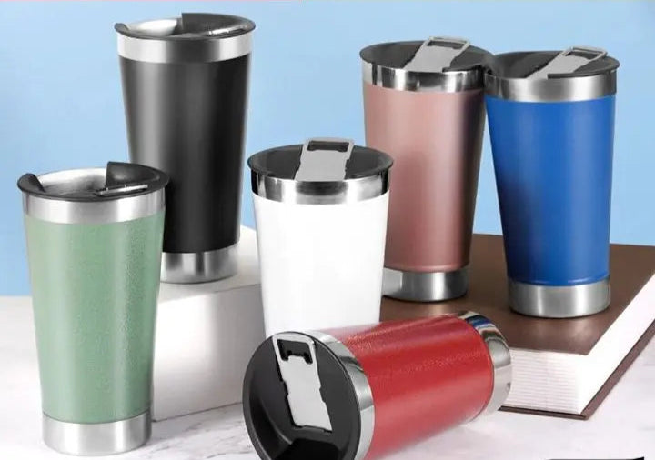 Copo Térmico 473ml COM TAMPA E Abridor Inox Para Quente e Gelado