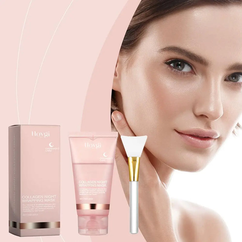 Máscara facial de colágeno para embrulho noturno, máscara de embrulho noturno de colágeno coreano hidrata profundamente creme de máscara de cuidados noturnos 75ml