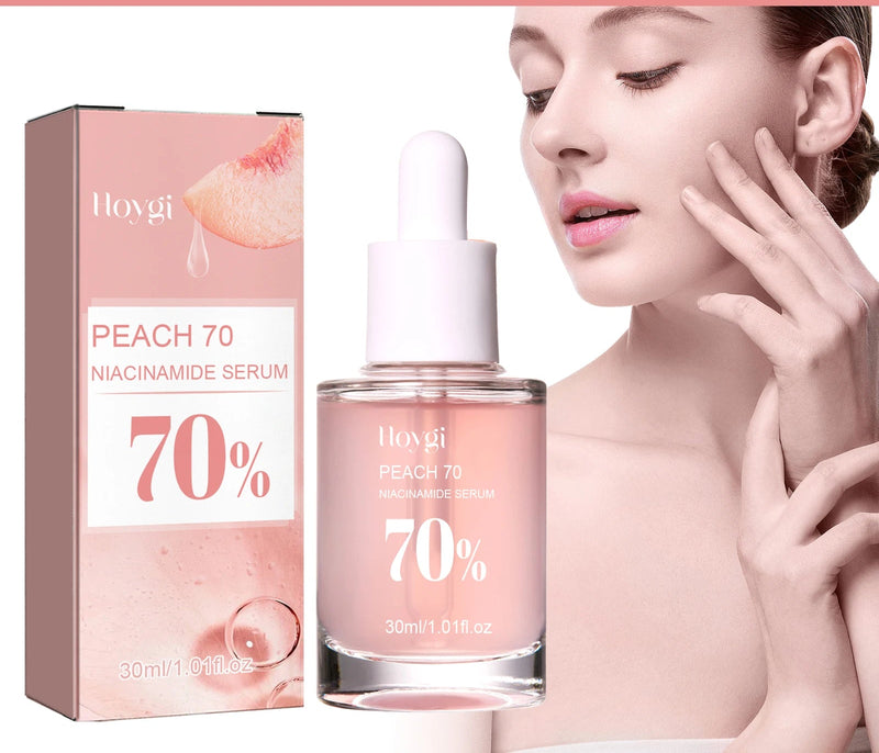 Pêssego 70% niacinamida soro facial desvanece-se melanina hidratante encolher poros suave brilho cuidados com a pele removedor de manchas escuras soro