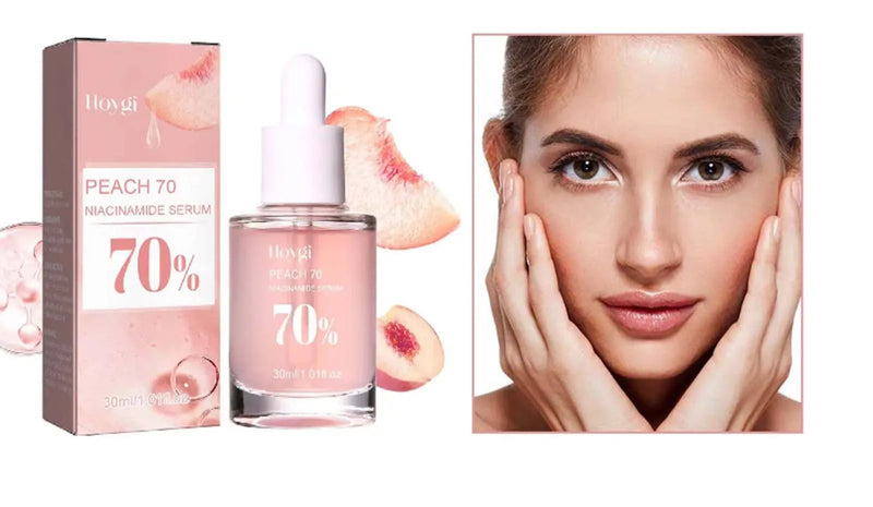 Pêssego 70% niacinamida soro facial desvanece-se melanina hidratante encolher poros suave brilho cuidados com a pele removedor de manchas escuras soro