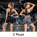 2 peças, Short esportivo feminino，Academia short，Calças Femininas de Ioga Com Controle de Barriga E bumbum