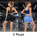 2 peças, Short esportivo feminino，Academia short，Calças Femininas de Ioga Com Controle de Barriga E bumbum