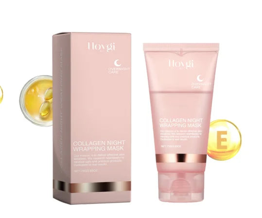 Máscara facial de colágeno para embrulho noturno, máscara de embrulho noturno de colágeno coreano hidrata profundamente creme de máscara de cuidados noturnos 75ml